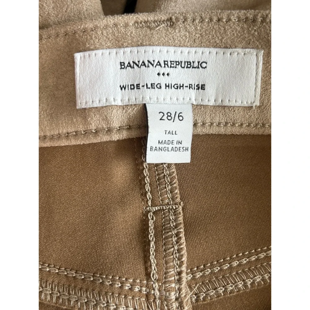 Banana Republic Vegan Suede Wide Leg High Rise Pants Tan‎ Camel 28/6 Tall